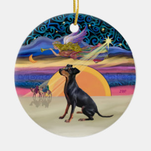 Julafton Star - Manchester Terrier Julgransprydnad Keramik