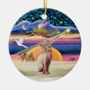 Julafton Star - Sphynx cat (fawn) Julgransprydnad Keramik