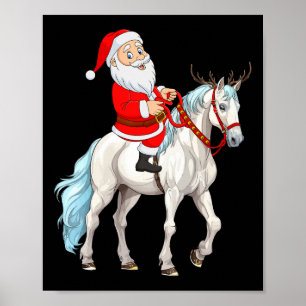 Julafton Stil Reindeer Santa Riding Horse Jul Poster