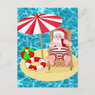 julafton strand jultomten helg vykort