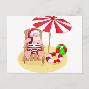 julafton strand jultomten helg vykort