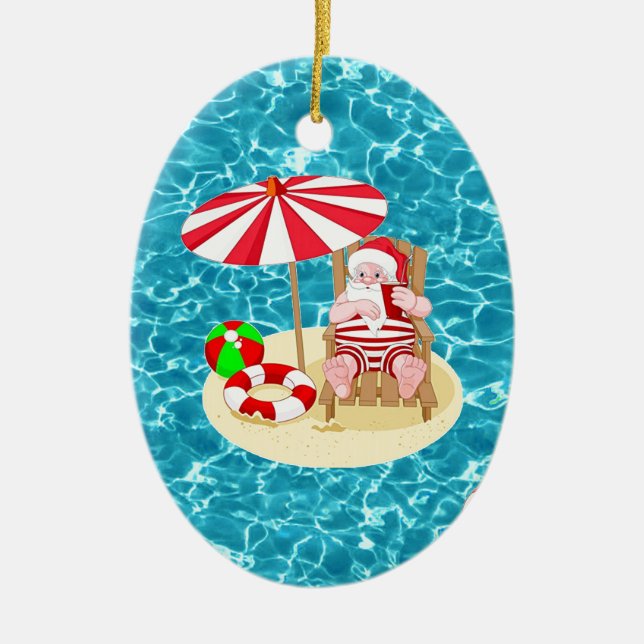 julafton strand jultomten julgransprydnad keramik (Framsidan)