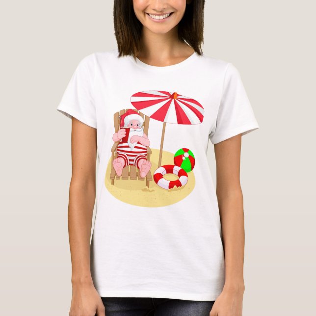 julafton strand jultomten tee shirt (Framsida)