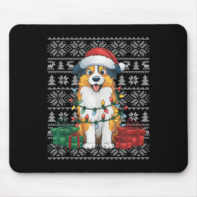 Julafton Sweater Stil Ugly Australian shepherd Hun Musmatta (Framsidan)