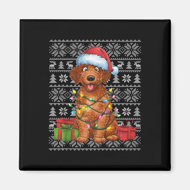 Julafton Sweater Stil ugly Curly Jackat Retriever  Magnet (Framsidan)