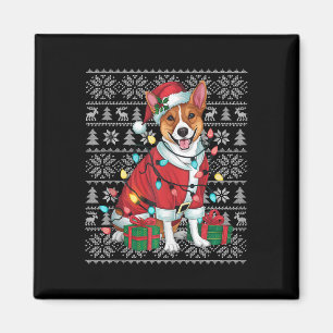 Julafton Sweater Stil Ugly Santa Basenji Hund Chri Magnet