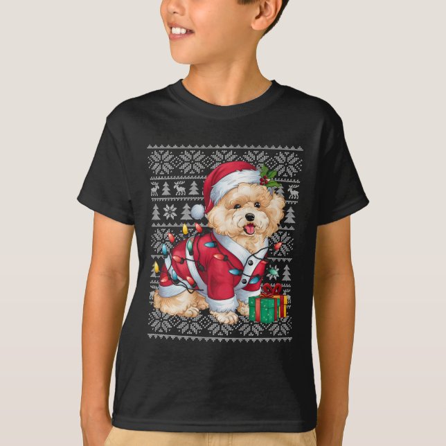 Julafton Sweater Stil Ugly Santa Bichon Frise Hund T Shirt (Framsida)