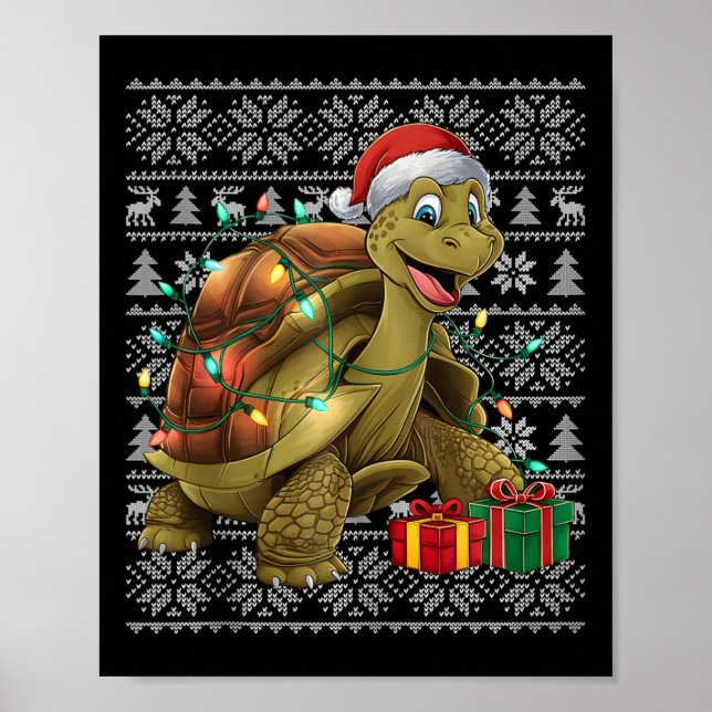 Julafton Sweater Stil Ugly Santa Giant Tortoise Ch Poster (Framsidan)