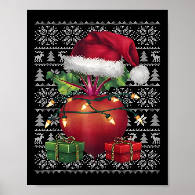 Julafton Sweater Stil Ugly Santa Hat Beet Christm Poster (Framsidan)