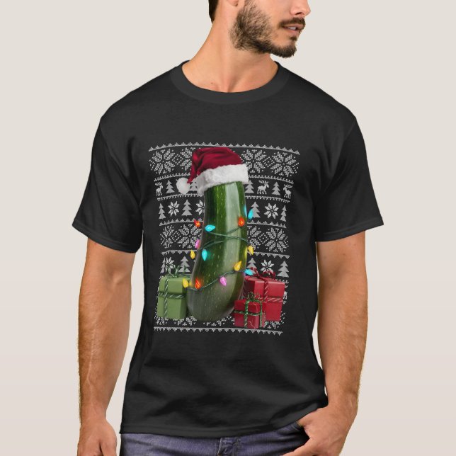 Julafton Sweater Stil Ugly Santa Hat Zucchini Chri T Shirt (Framsida)