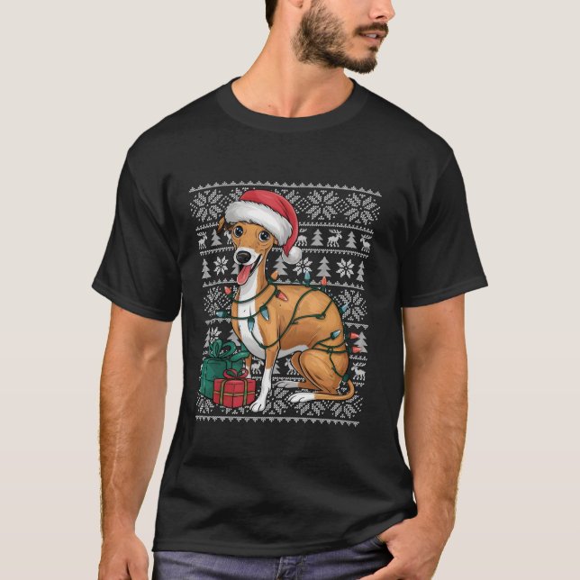 Julafton Sweater Stil Ugly Santa WhiStep Hund Chri T Shirt (Framsida)