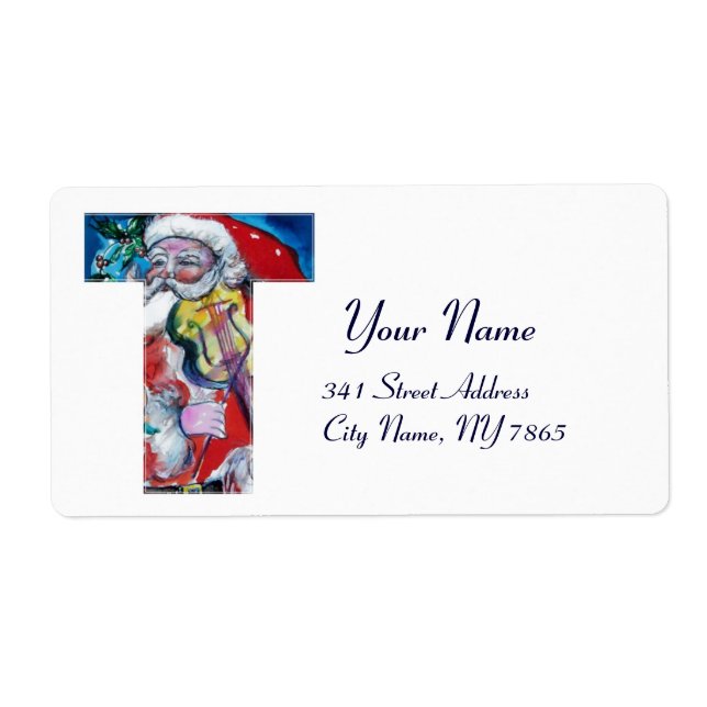 JULAFTON T BREV /JULTOMTEN MED VIOLIN MONOGRAM FRAKTSEDEL (Framsidan)