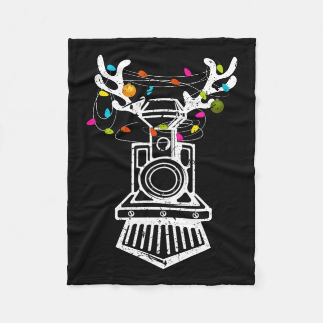 Julafton Tåg Reindeer Jul Railroad Fleecefilt (Framsidan)