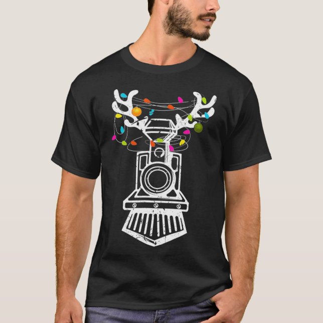 Julafton Tåg Reindeer Jul Railroad T Shirt (Framsida)