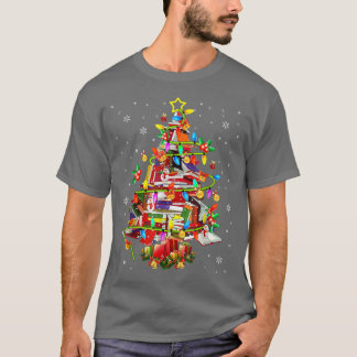 Julafton Träd Bibliotek Julafton Ljus Träd Bok Äls T Shirt