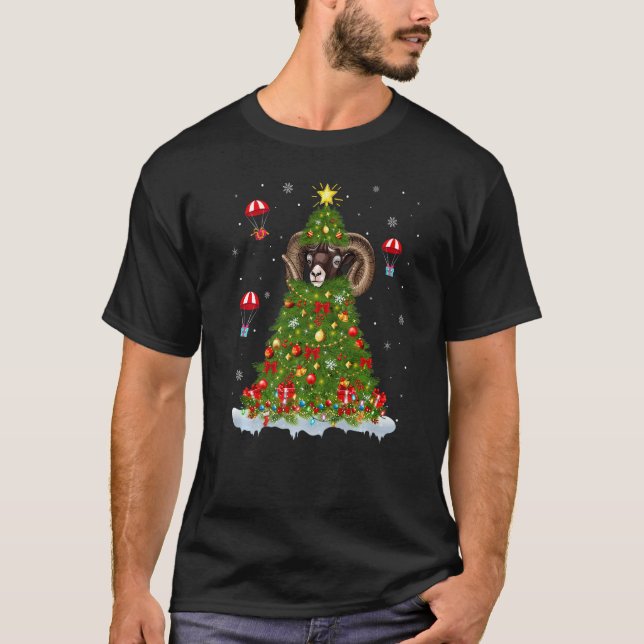 Julafton Träd Dekoration Ljus Santa Chamois Christ T Shirt (Framsida)