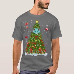 Julafton Träd Dekoration Santa Brontosaurus Dinosa T Shirt
