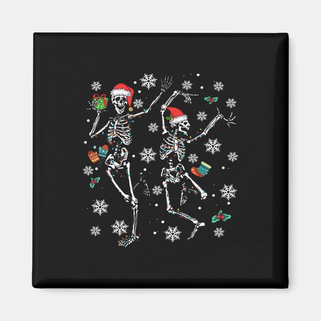 Julafton Träd jul jul Ljus jul jul Skeleton Danc Magnet (Framsidan)