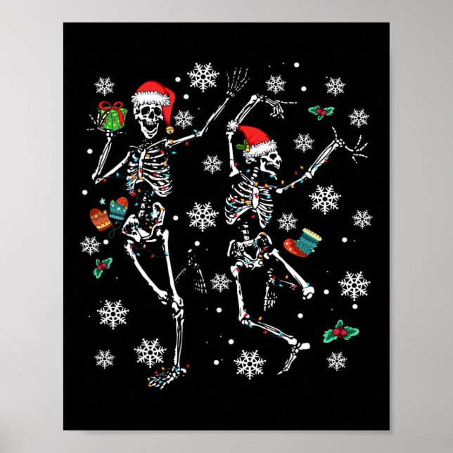 Julafton Träd jul jul Ljus jul jul Skeleton Danc Poster (Framsidan)