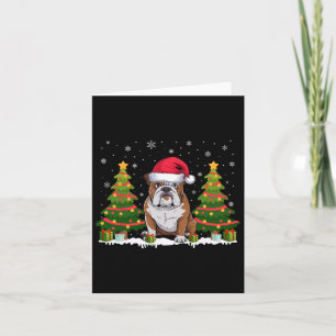 Julafton Träd Light American Bulldog Santa Hat Chr Kort