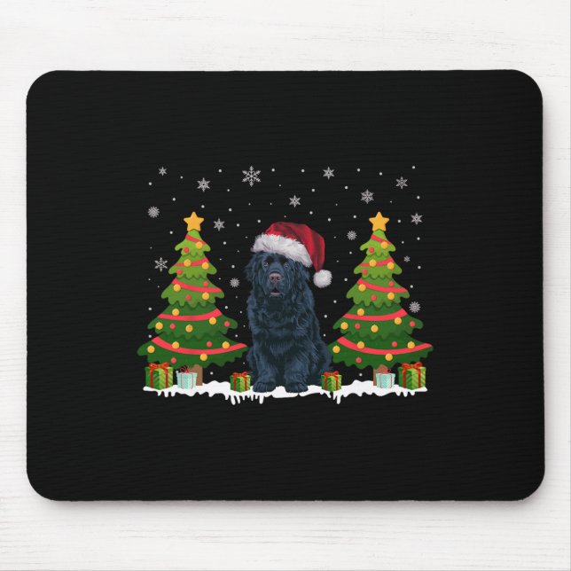 Julafton Träd Light Newfoundland Hund Santa Hat Ch Musmatta (Framsidan)