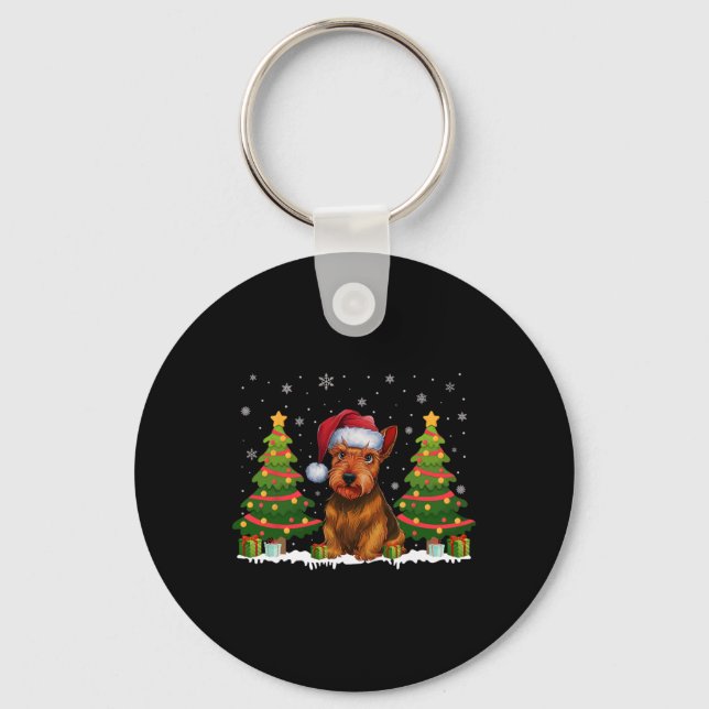 Julafton Träd Light Scottish Terrier Hund Santa Ch Nyckelring (Framsida)