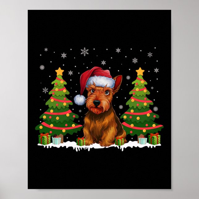 Julafton Träd Light Scottish Terrier Hund Santa Ch Poster (Framsidan)