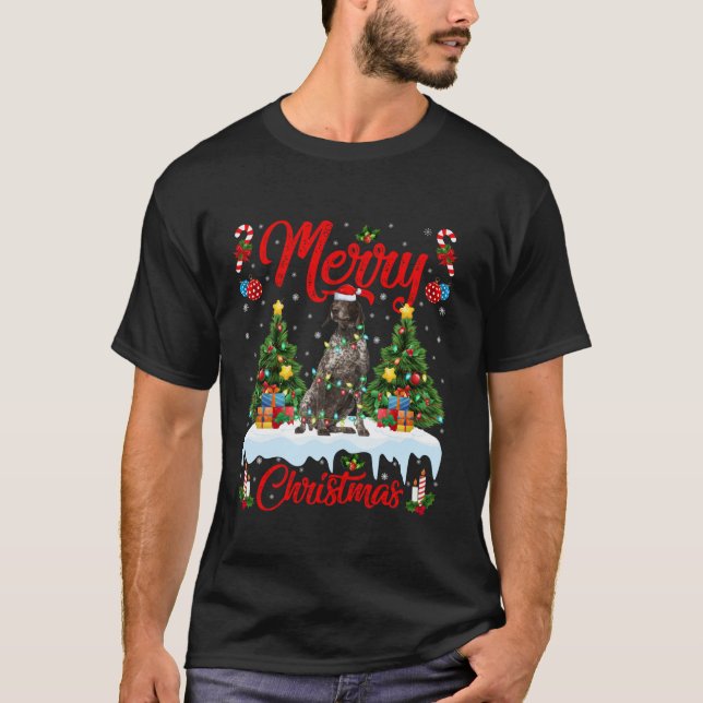 Julafton Träd Lighting German Shorthated Pointer H T Shirt (Framsida)