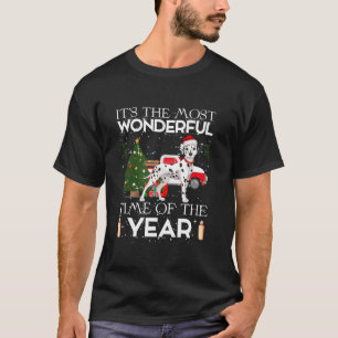 Julafton Träd Lighting Santa Dalmatian Hund jul L T Shirt
