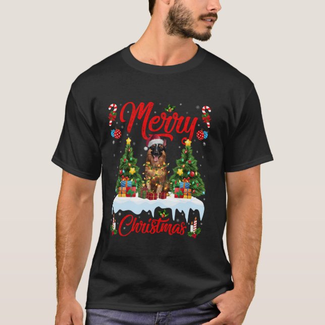 Julafton Träd Lighting Santa Hat belgisk Tervuren  T Shirt (Framsida)