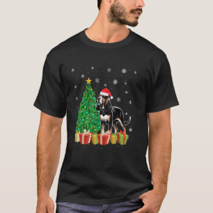 Julafton Träd Lighting Santa Hat Bloodhound Hund K T Shirt
