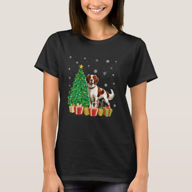 Julafton Träd Lighting Santa Hat Brittany Spain Hu T Shirt (Framsida)