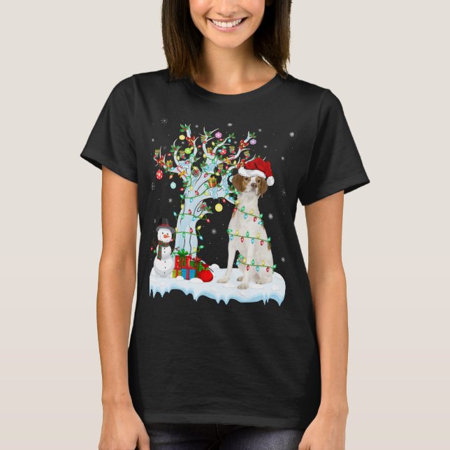 Julafton Träd Lighting Santa Hat Brittany Spain Hu T Shirt (Framsida)