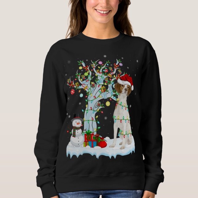 Julafton Träd Lighting Santa Hat Brittany Spain Hu T Shirt (Framsida)