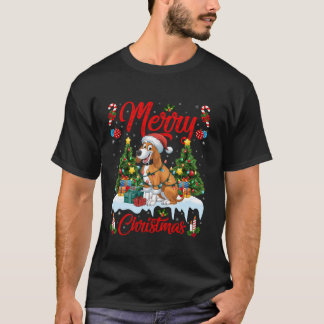 Julafton Träd Lighting Santa Hat Ibizan Hound Hund T Shirt
