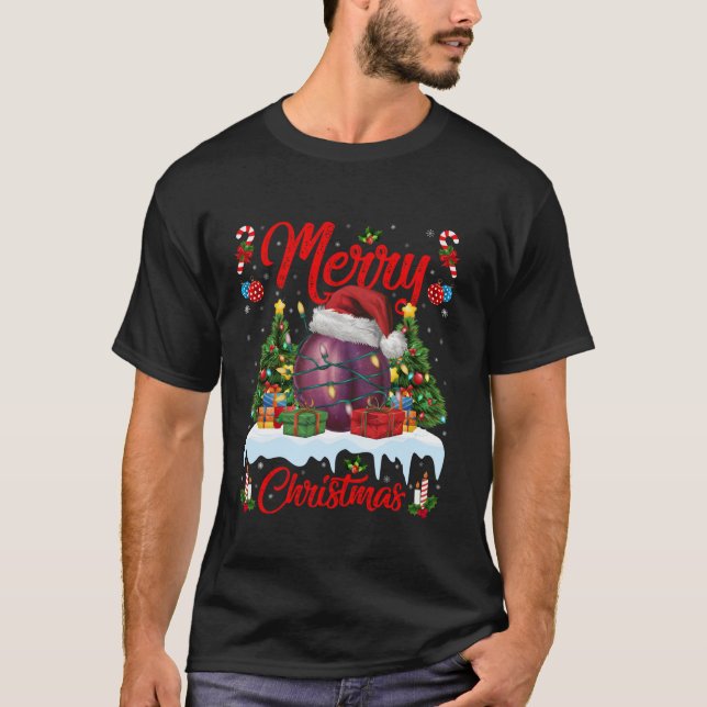 Julafton Träd Lighting Santa Hat Plum jul T Shir Shirt (Framsida)