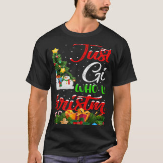 Julafton Träd Lighting Santa Just a Girl som Kärle T Shirt
