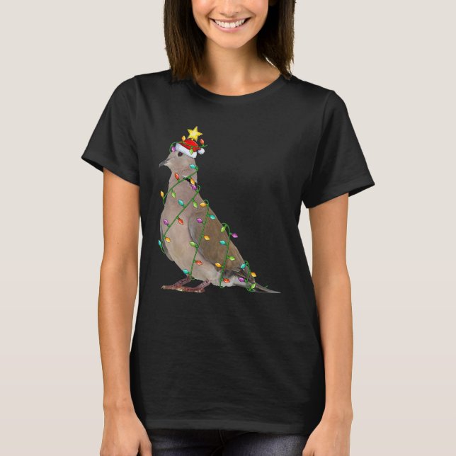 Julafton Träd Lighting Santa Mourning Dove Bird Kr T Shirt (Framsida)