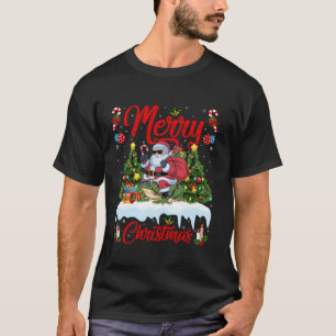 Julafton Träd Lighting Santa Riding Frog Jul T Shirt