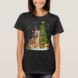 Julafton Träd Lighting Santa Shiba Inu Hund jul T Shirt