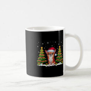 Julafton Träd Ljus Chihuahua Hund Santa Hat-jul Kaffemugg