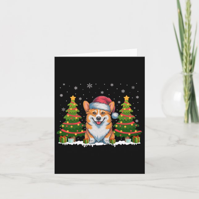 Julafton Träd Ljus Corgi Hund Santa Hat jul Swe Kort (Framsida)