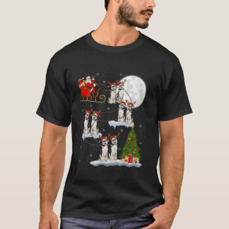 Julafton Träd Ljus Funny Santa Riding Husky Hund C T Shirt