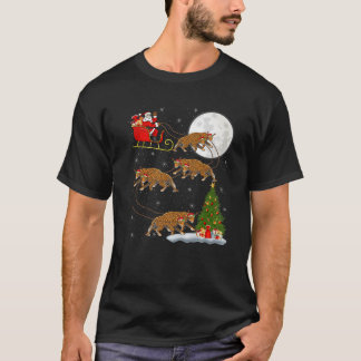 Julafton Träd Ljus Funny Santa Riding Jaguar Chris T Shirt