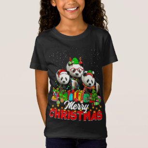 Julafton Träd Ljus jul Pajama Panda Bear Anima T Shirt