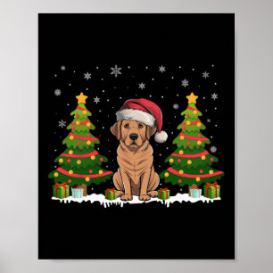Julafton Träd Ljus Labrador Hund Santa Hat-juljul Poster