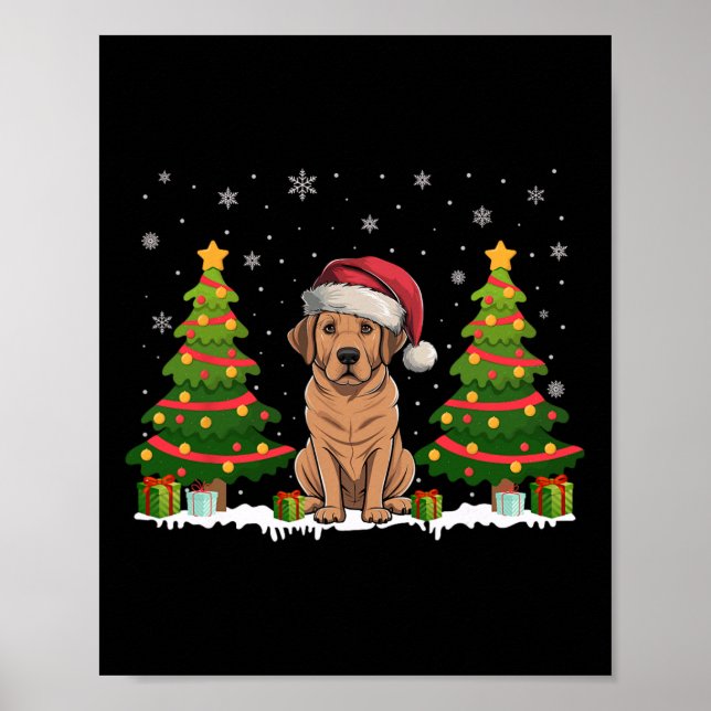 Julafton Träd Ljus Labrador Hund Santa Hat-juljul Poster (Framsidan)