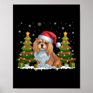 Julafton Träd Ljus Lhasa Apso Hund Santa Hat Chris Poster