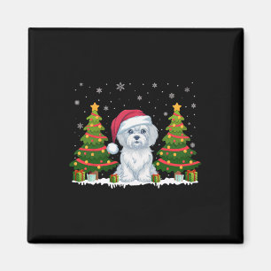 Julafton Träd Ljus Malta Hund Santa Hat jul S Magnet