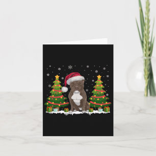 Julafton Träd Ljus Pitbull Hund Santa Hat jul S Kort